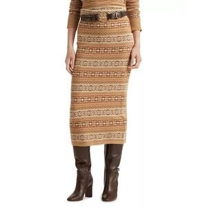 NWT Ralph Lauren Boho Wool Blend Fair Isle Pencil Skirt Large